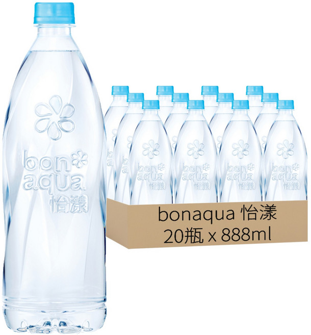 bonaqua 怡漾 鹼性離子水, 888ml, 20瓶