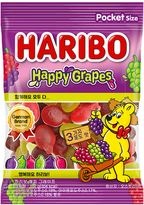 하리보 해피그레이프 젤리, 1개, 100g