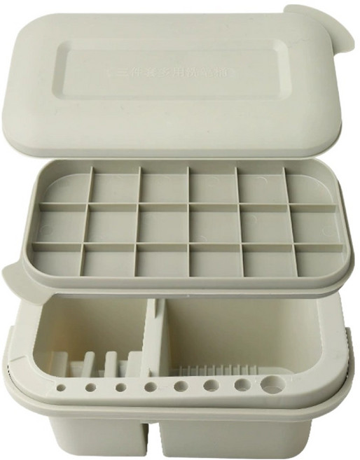 리브온 파레트 + 물통 + 세척 + 붓 꽂이 올인원 멀티브러쉬 미술 물통, 그레이