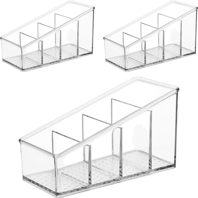 이랑이랑 4단 리모컨 다용도 정리함, 투명, 3개