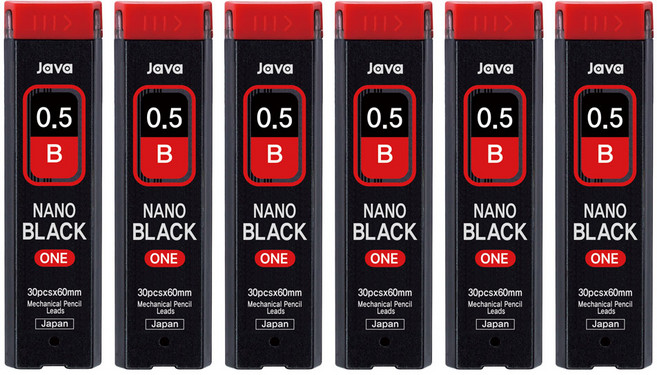 자바펜 나노블랙 원 샤프심 B, 0.5mm, 6개