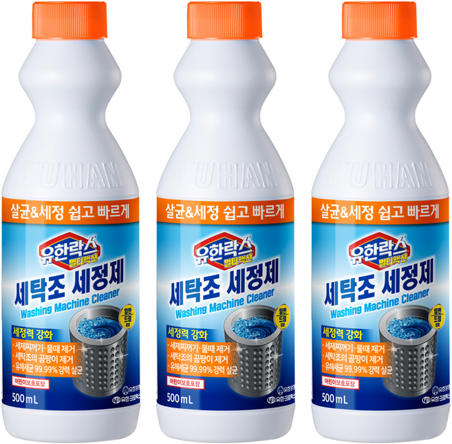 유한락스 멀티액션 세탁조 세정제, 500ml, 3개