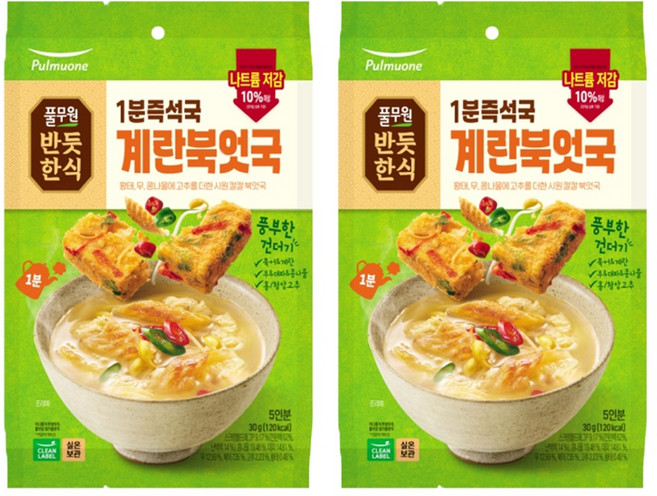 풀무원 1분즉석국 계란북엇국, 30g, 2개