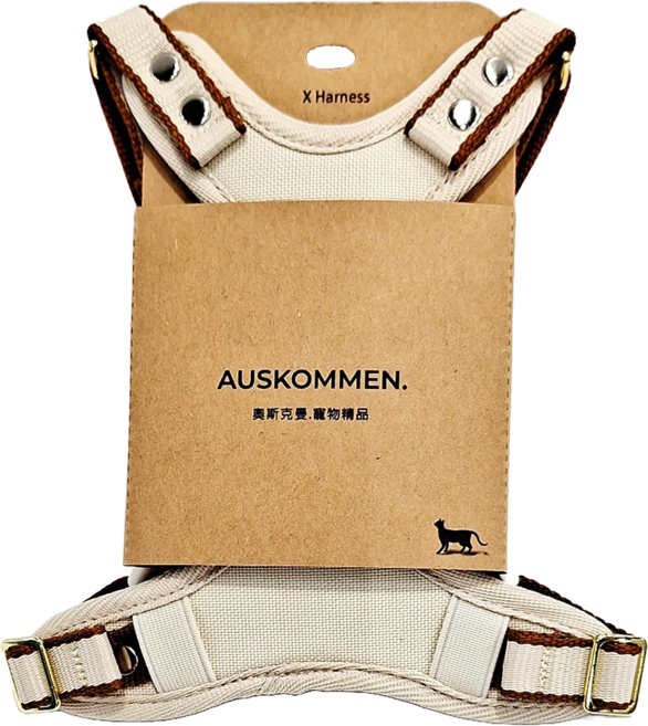 AUSKOMMEN. 奧斯克曼 貓咪X型胸背帶 提把款, 米白色, 1件