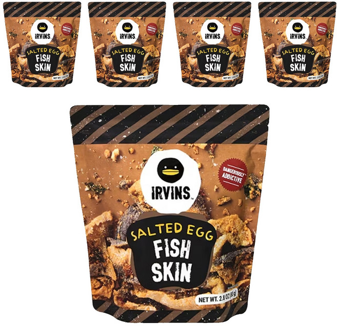 IRVINS 黑鴨 鹹蛋黃魚皮, 80g, 5包
