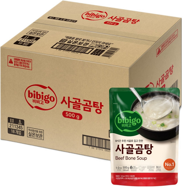 비비고 사골곰탕, 500g, 18개