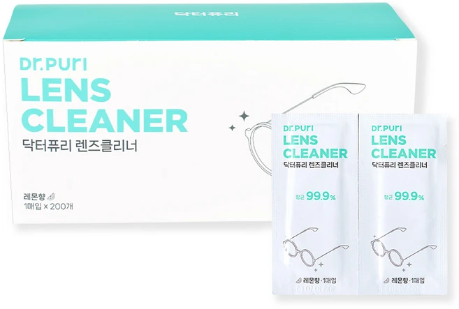 닥터퓨리 렌즈클리너 항균 티슈 200p, 1개 - 쿠팡