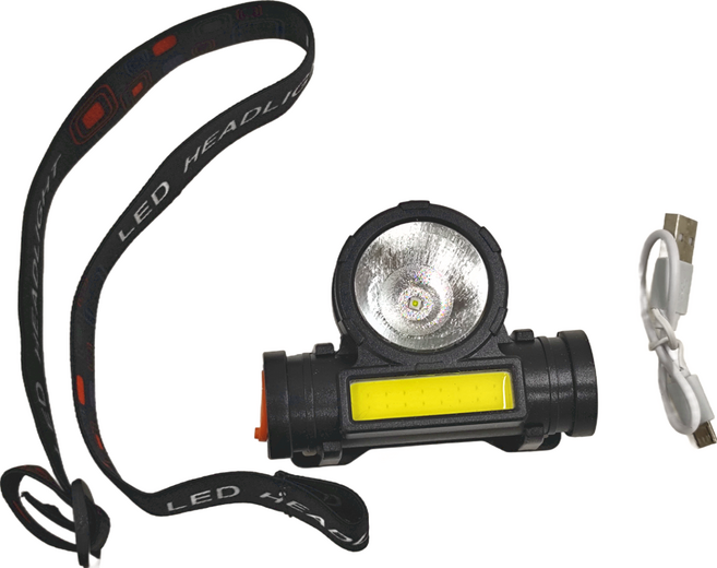 BL-101 兩段充電頭燈 Set 2個 內建鋰電直充 聚光+散光二段光源 防水矽膠蓋 電源開關 充電孔 磁鐵, 黑色, 1組