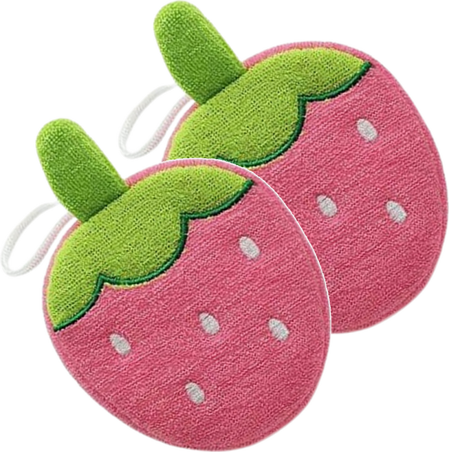 여비홈 순한 저자극 부드러운 샤워볼, 딸기, 2개, 1개입