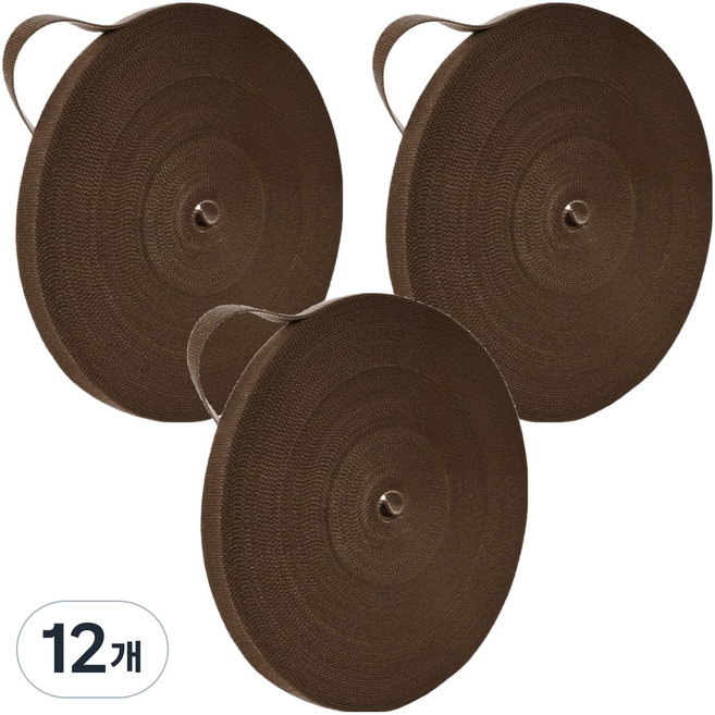 스코라 식물용 찍찍이 타이 테이프 브라운 12mm x 5m, 12개