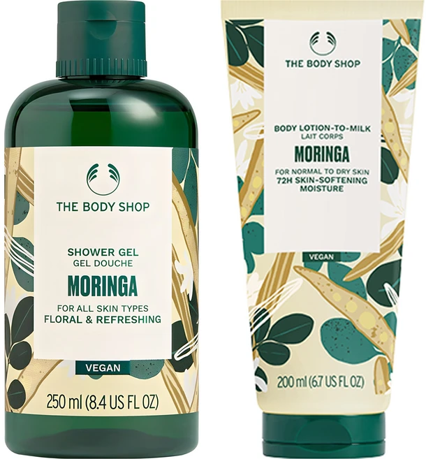 더바디샵 투 밀크 바디 로션 모링가 200ml + 샤워젤 모링가 250ml, 1개 - 쿠팡