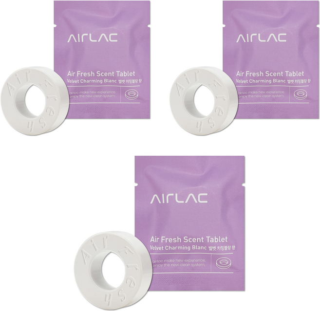 에어락 에어후레쉬 향기타블렛 방향제 벨벳차밍블랑향 리필, 7g, 3개, 벨벳 차밍블랑 향