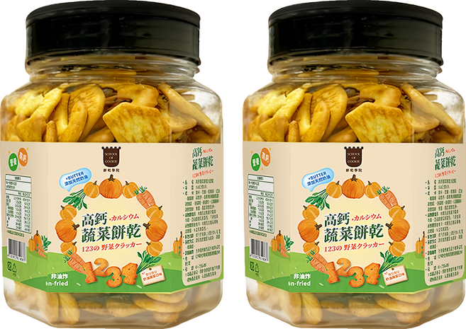 School of Cookie 台灣優格餅乾學院 高鈣蔬菜餅乾, 250g, 2罐