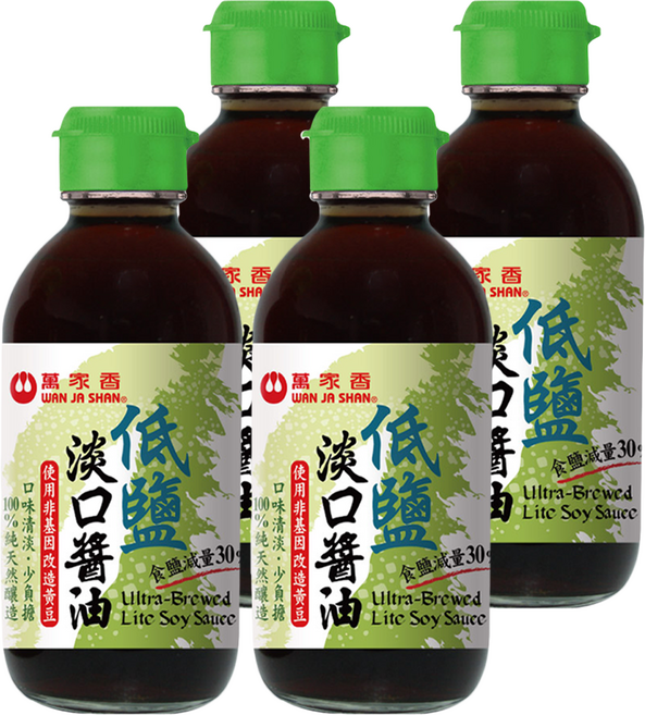 萬家香 低鹽淡口醬油, 200ml, 4瓶