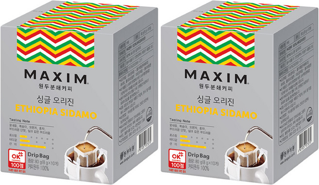 맥심 싱글 오리진 에티오피아 시다모, 10개입, 2개, 8g, 8g