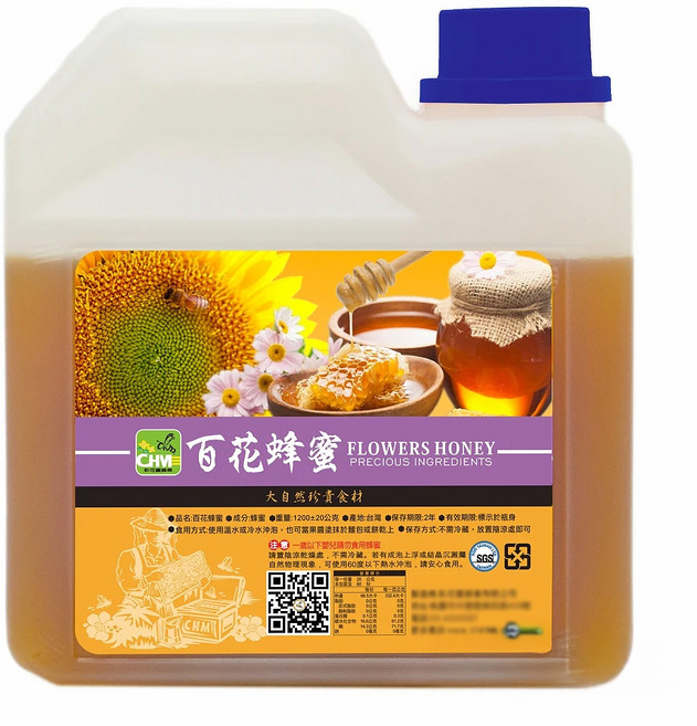 彩花蜜 台灣嚴選百花蜂蜜, 1.2kg, 1桶