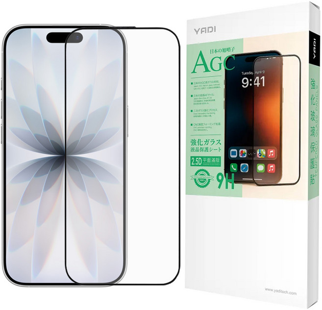 YADI 亞第 水之鏡 手機 滿版 玻璃保護貼 iPhone 17 6.3吋 9H 抗指紋 疏水 透明 GPB4-AP-IP17 1個