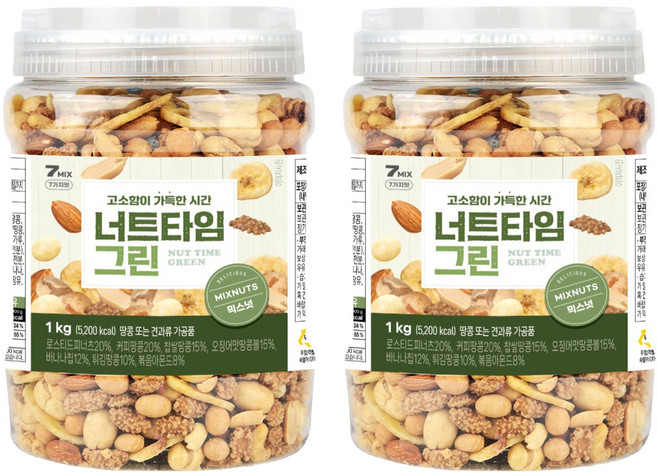 TODAY NUT 堅果時間綜合堅果罐 綠色, 1kg, 2罐