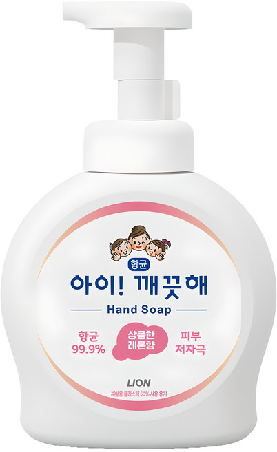 LION 獅王 趣淨 韓國原裝進口 洗手慕斯 檸檬香, 490ml, 1瓶