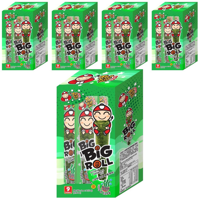 TAO KAE NOI 小老板 CRISPY SEAWEED ORIGINAL 海苔棒棒捲 原味, 27g, 5盒