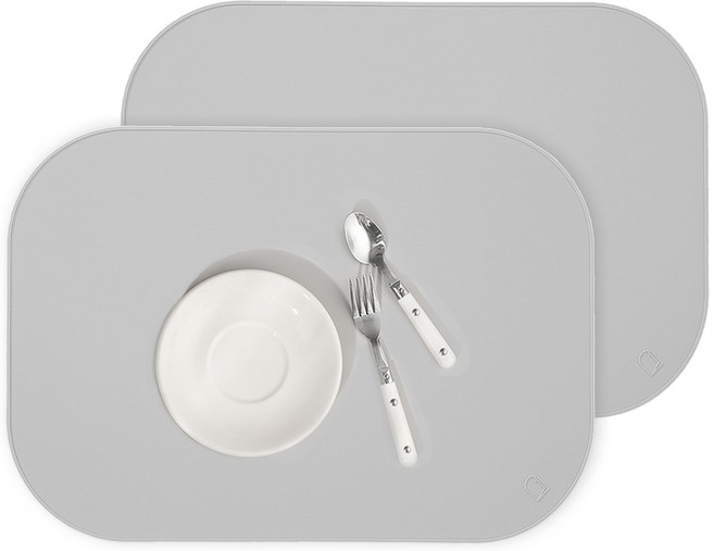 하루의공간 라운드 실리콘 식탁 매트, 그레이, 43 x 30 x 0.2 cm, 2개