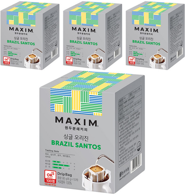 맥심 싱글 오리진 브라질 산토스, 10개입, 4개, 8g, 8g