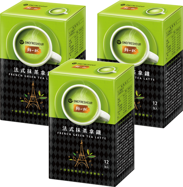 鮮一杯 法式抹茶拿鐵, 20g, 12包, 3盒