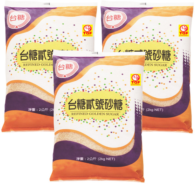 台糖 貳號砂糖, 2000g, 3包