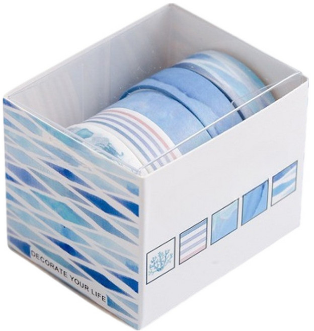 베네블 다꾸 데코레이션 마스킹테이프 5종 세트, 블루씨월드, 1세트