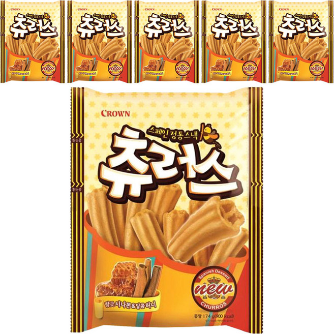 크라운 스페인 정통스낵 츄러스, 174g, 6개