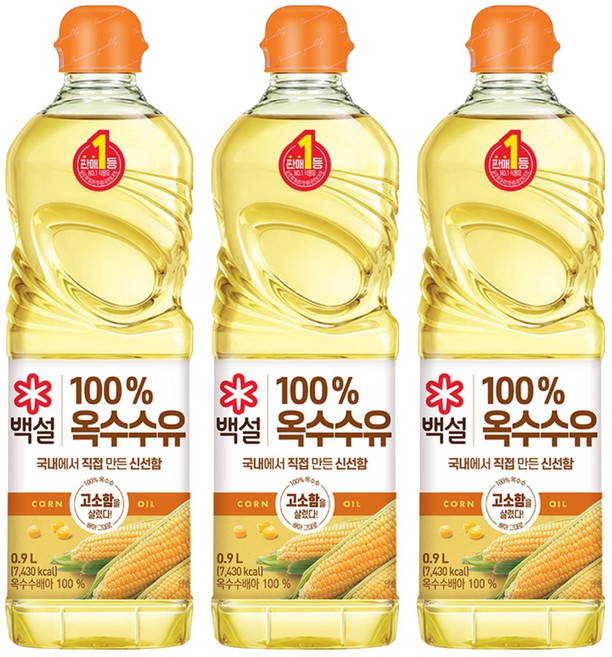 CJ BEKSUL 白雪 玉米油, 900ml, 3個