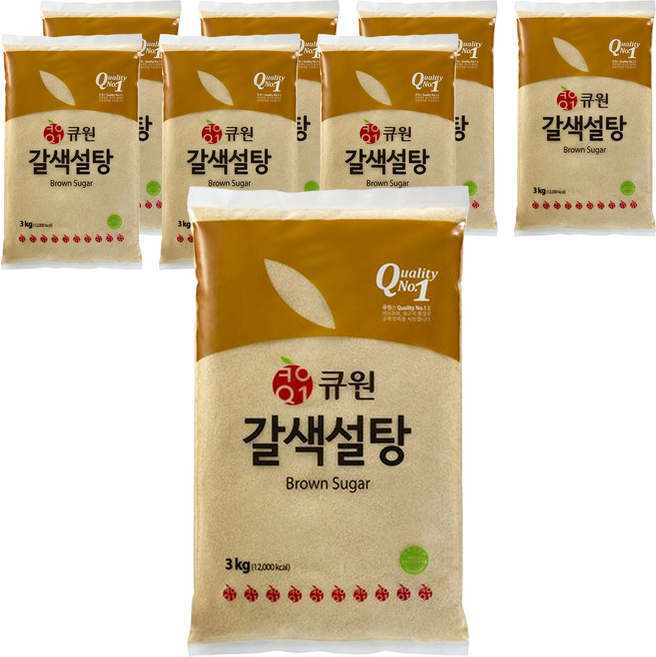 큐원 갈색설탕, 3kg, 8개