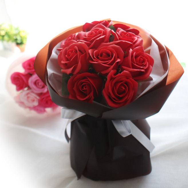 모리앤 조화 로맨틱 비누장미 10송이 용돈꽃다발, 레드, 1개