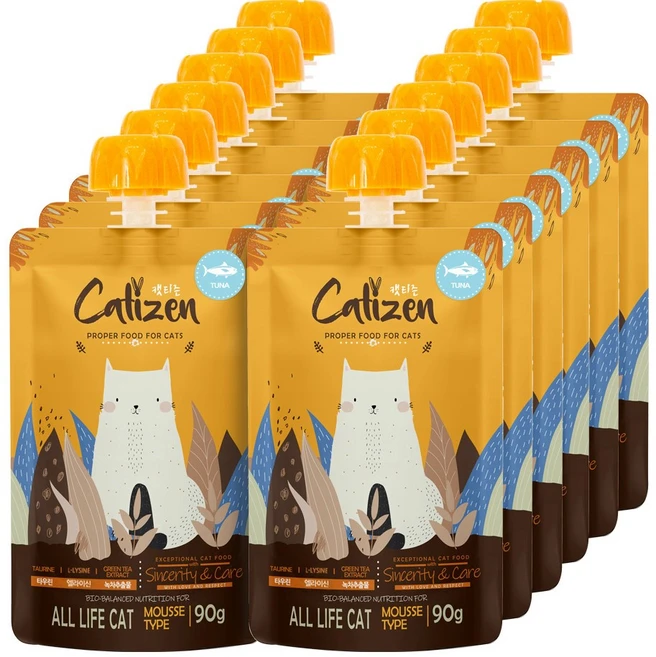 캣티즌 무스 짜먹는 고양이 간식 12p, 참치, 90g, 1세트 - 쿠팡