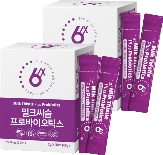 식스스텝 반려동물 영양제, 30회분, 간+장건강, 2개 - 쿠팡