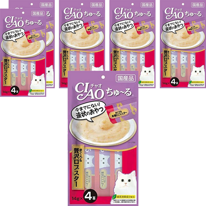 INABA CIAO 啾嚕肉泥, 奢華鮪魚 + 龍蝦, 56g, 6袋