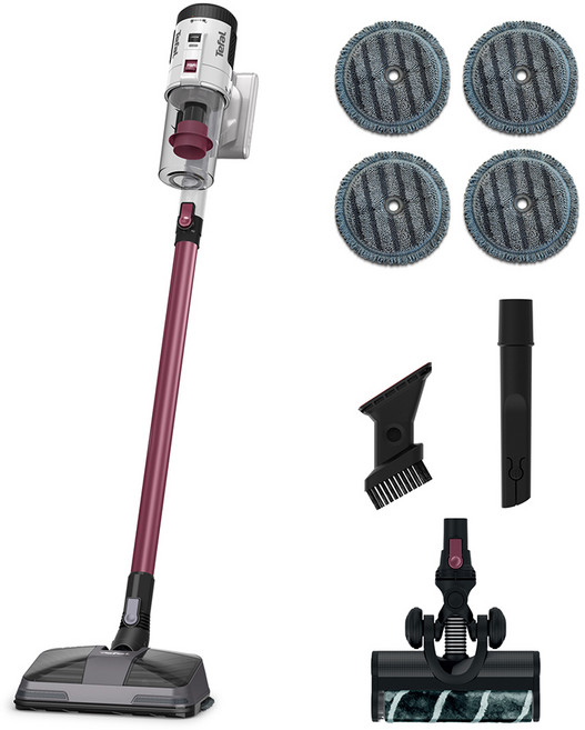 테팔 에어포스360라이트 아쿠아 물걸레 청소기, TY5586KS, 화이트 + 핑크