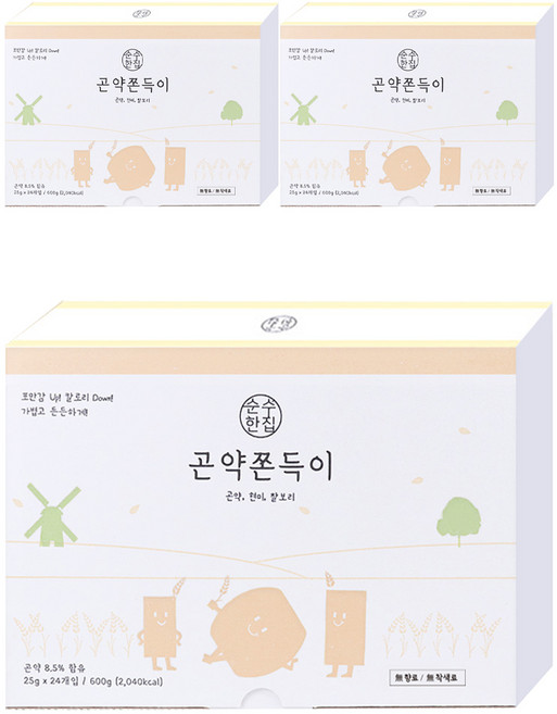 순수한집 곤약쫀드기 현미맛, 600g, 3개