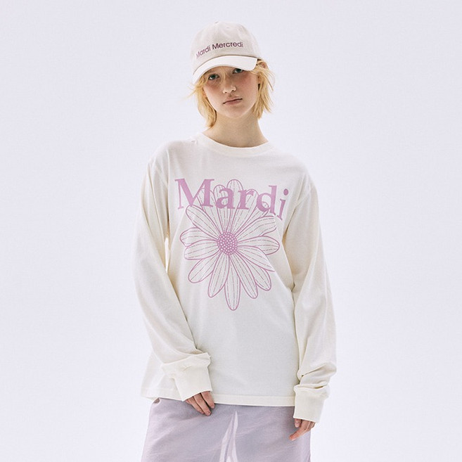 Mardi Mercredi 女款花朵長袖棉質T恤