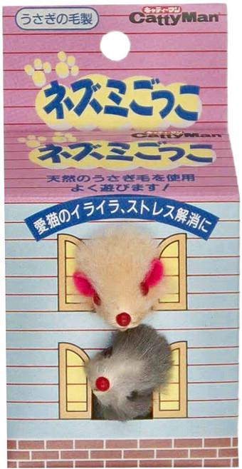 CattyMan 迷你老鼠玩具, 米色 + 灰色, 1組