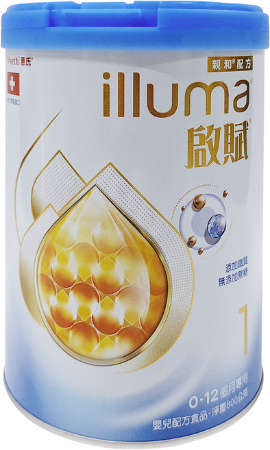illuma 啟賦 嬰兒配方奶粉 新升級 1號 0~12個月, 800g, 1入, 1罐