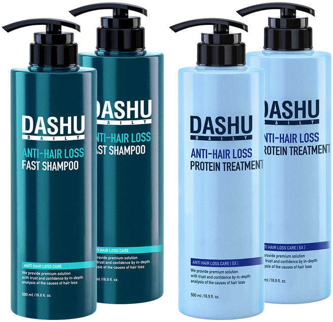 다슈 데일리 패스트 탈모증상 완화샴푸 500ml + 안티헤어로스 단백질 트리트먼트 500ml, 2세트