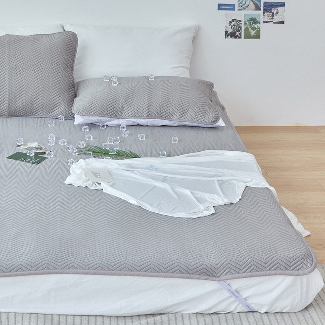 리브맘 프리미엄 듀라쿨 아이스쿨링 냉감패드, 지그재그 그레이, 쿨매트