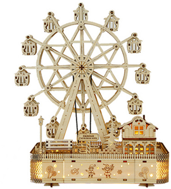 뮤직박스 대관람차 오르골 원목 3D 입체퍼즐, 183피스, 1개