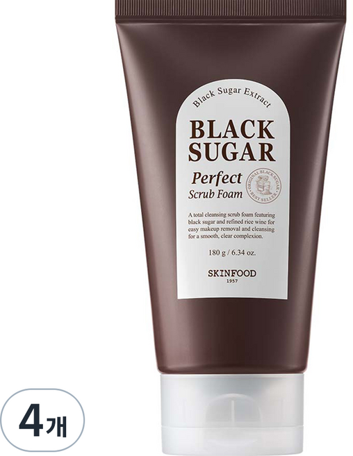 스킨푸드 블랙슈가 퍼펙트 스크럽 폼, 180g, 4개
