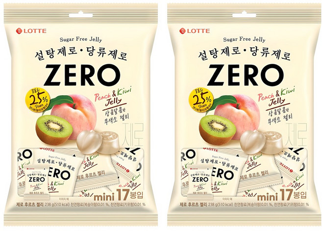 롯데제로 후르츠 젤리 미니 17개입, 238g, 2개