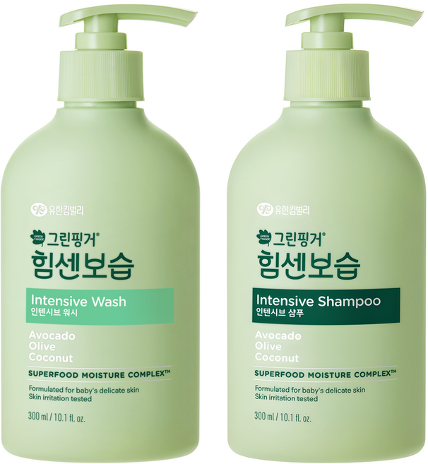 그린핑거 힘센보습 인텐시브 워시 + 샴푸 세트, 300ml, 1세트