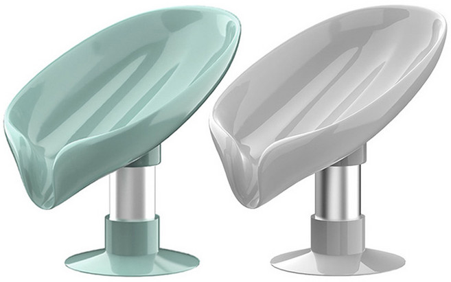 제이케이상점 럭셔리 나뭇잎 비누케이스 2종 세트, 그레이, 민트, 1세트