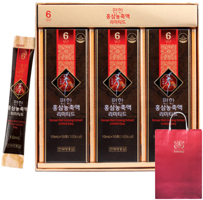 천제명홍삼 편한 홍삼농축액 리미티드 스틱형 + 쇼핑백, 300ml, 1박스