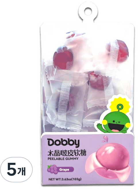 Dobby 필러블 구미 포도맛, 103g, 5개